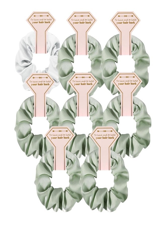 Smooth linen Satin Bridesmaid Scrunchies 10 pack Proposal Gifts Elastics Hair Ties Scrunchies Bachelorette Party Favors Satin Bridesmaid Gift for Bridal Wedding Parties guests(White & Champagne)